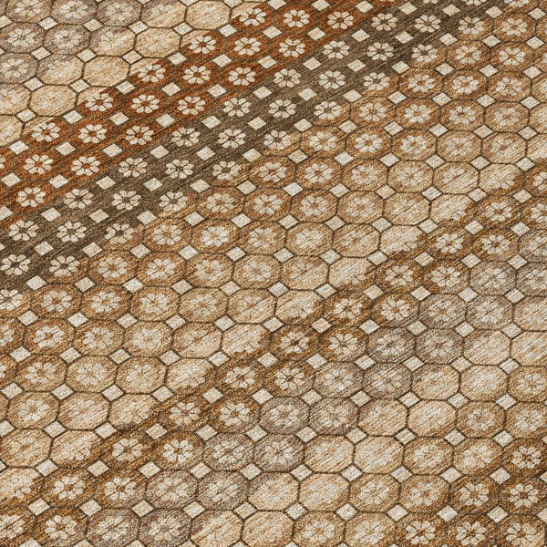 HomeRoots 5' Vibrant Orange and Copper Striped Washable Rug – Perfect for Indoor or Outdoor Living Spaces 10' X 14' 610611