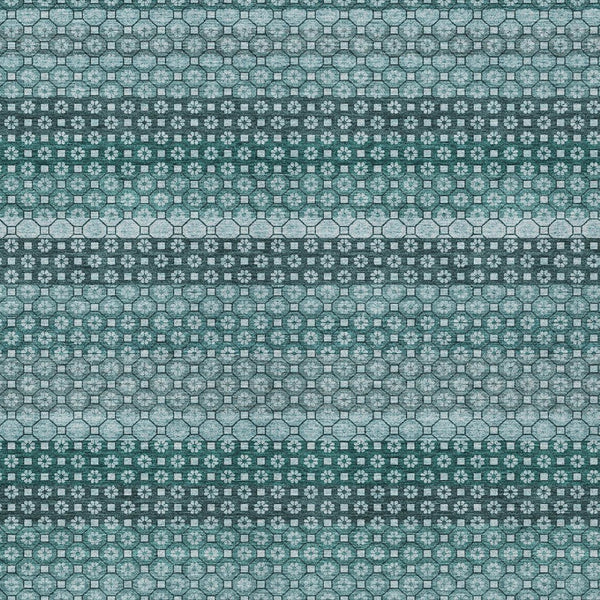 HomeRoots 5' Coastal-Inspired Teal Blue and Aqua Striped Washable Area Rug for Indoor and Outdoor Spaces 5' X 8' 610613