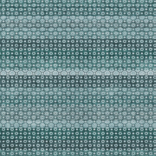 HomeRoots 5' Coastal-Inspired Teal Blue and Aqua Striped Washable Area Rug for Indoor and Outdoor Spaces 8' X 10' 610615