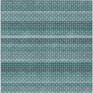 HomeRoots 5' Coastal-Inspired Teal Blue and Aqua Striped Washable Area Rug for Indoor and Outdoor Spaces 10' X 14' 610617
