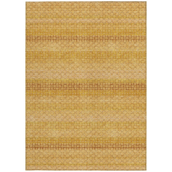 HomeRoots 5' Wheat and Gold Striped Washable Area Rug - Durable, Stylish, and Perfect for Indoor/Outdoor Use 5' X 8' 610625
