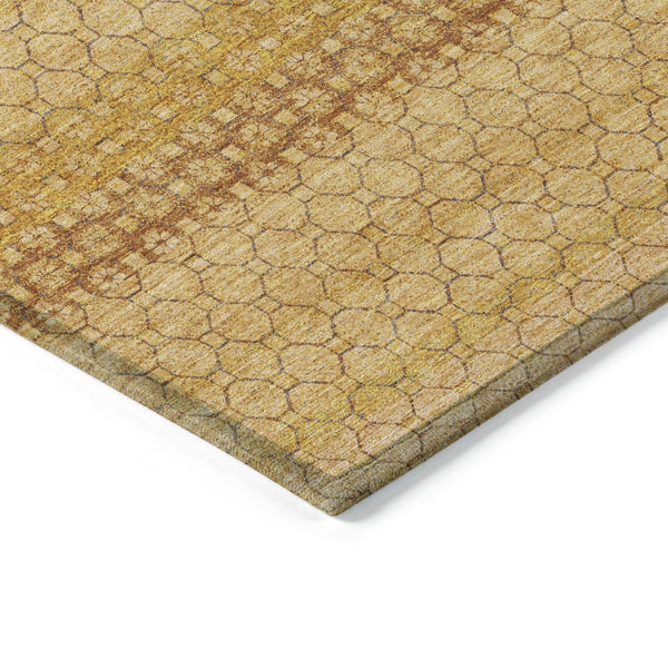 HomeRoots 5' Wheat and Gold Striped Washable Area Rug - Durable, Stylish, and Perfect for Indoor/Outdoor Use 5' X 8' 610625