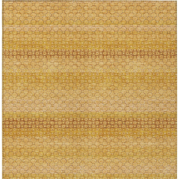 HomeRoots 5' Wheat and Gold Striped Washable Area Rug - Durable, Stylish, and Perfect for Indoor/Outdoor Use 5' X 8' 610625