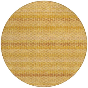 HomeRoots 5' Wheat and Gold Striped Washable Area Rug - Durable, Stylish, and Perfect for Indoor/Outdoor Use 8' Round 610626