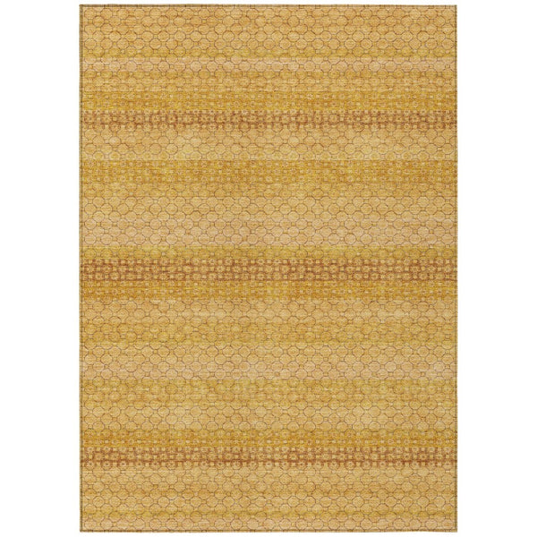 HomeRoots 5' Wheat and Gold Striped Washable Area Rug - Durable, Stylish, and Perfect for Indoor/Outdoor Use 8' X 10' 610627