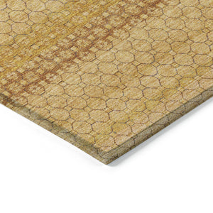 HomeRoots 5' Wheat and Gold Striped Washable Area Rug - Durable, Stylish, and Perfect for Indoor/Outdoor Use 8' X 10' 610627