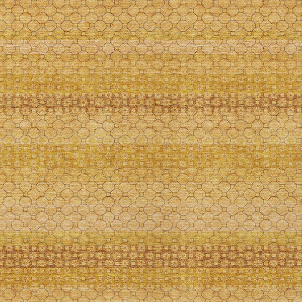 HomeRoots 5' Wheat and Gold Striped Washable Area Rug - Durable, Stylish, and Perfect for Indoor/Outdoor Use 8' X 10' 610627