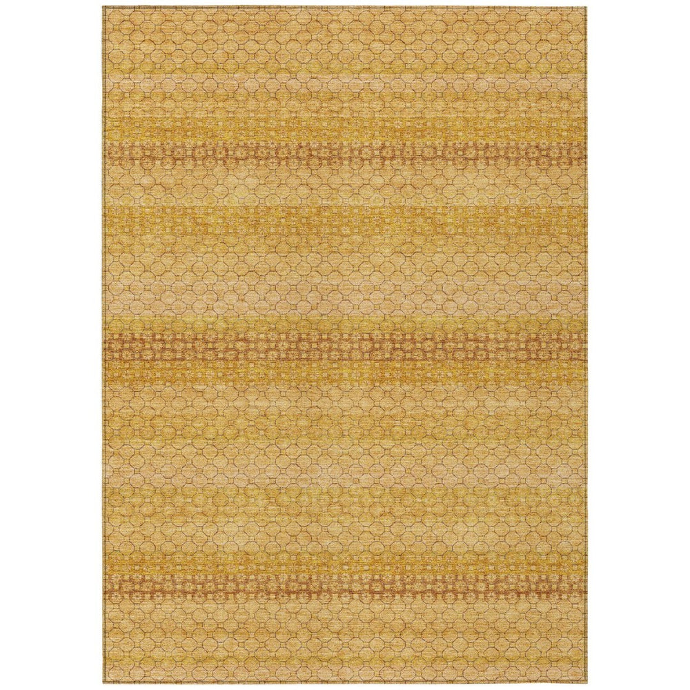 HomeRoots 9' X 12' Striped Washable Area Rug – Wheat & Gold, Indoor/Outdoor Durable Design for All Spaces 610628