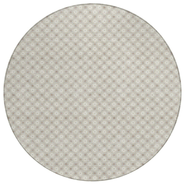 HomeRoots 5' Elegant Beige and Ivory Floral Area Rug – Durable, Washable Design for Indoor & Outdoor Spaces 8' Round 610632