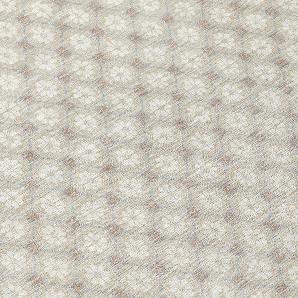 HomeRoots 5' Elegant Beige and Ivory Floral Area Rug – Durable, Washable Design for Indoor & Outdoor Spaces 8' Round 610632