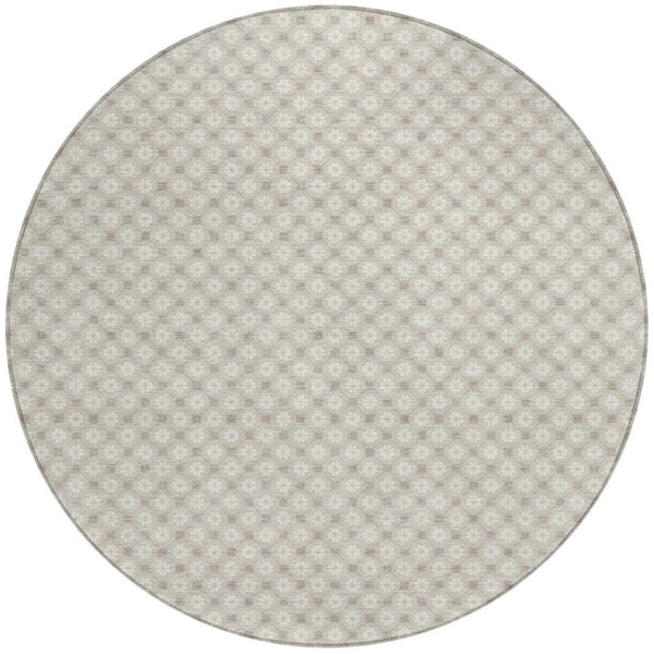 HomeRoots 5' Elegant Beige and Ivory Floral Area Rug – Durable, Washable Design for Indoor & Outdoor Spaces 8' Round 610632