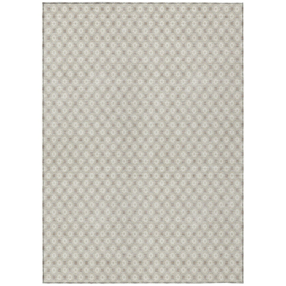 HomeRoots 5' Elegant Beige and Ivory Floral Area Rug – Durable, Washable Design for Indoor & Outdoor Spaces 8' X 10' 610633