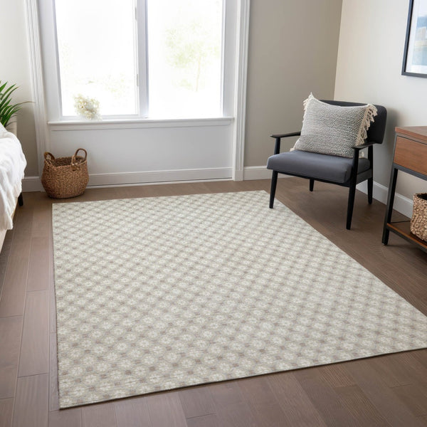 HomeRoots 5' Elegant Beige and Ivory Floral Area Rug – Durable, Washable Design for Indoor & Outdoor Spaces 8' X 10' 610633
