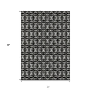 HomeRoots 5' Elegant Black and Gray Floral Washable Area Rug for Indoor and Outdoor Spaces, Durable Design 5' X 8' 610637