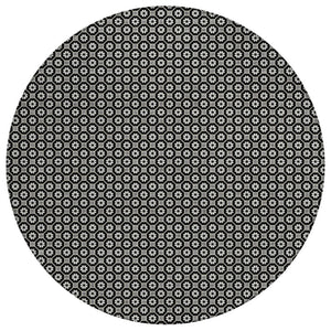 HomeRoots 5' Elegant Black and Gray Floral Washable Area Rug for Indoor and Outdoor Spaces, Durable Design 8' Round 610638