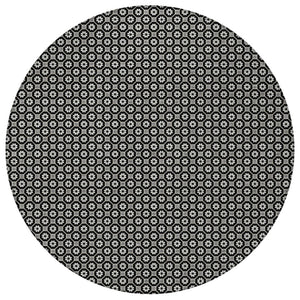 HomeRoots 5' Elegant Black and Gray Floral Washable Area Rug for Indoor and Outdoor Spaces, Durable Design 8' Round 610638