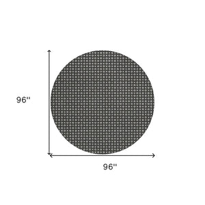 HomeRoots 5' Elegant Black and Gray Floral Washable Area Rug for Indoor and Outdoor Spaces, Durable Design 8' Round 610638