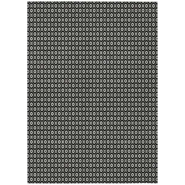 HomeRoots 5' Elegant Black and Gray Floral Washable Area Rug for Indoor and Outdoor Spaces, Durable Design 9' X 12' 610640
