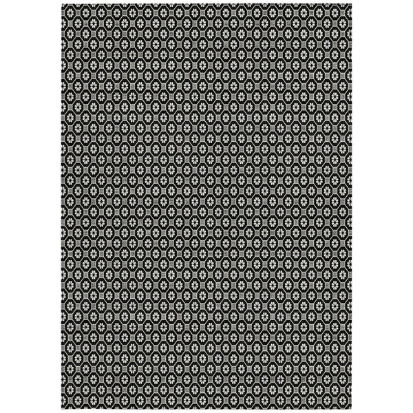 HomeRoots 5' Elegant Black and Gray Floral Washable Area Rug for Indoor and Outdoor Spaces, Durable Design 10' X 14' 610641