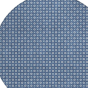HomeRoots 5' Durable Blue Floral Area Rug - Machine Washable for Indoor & Outdoor Use, Perfect for Any Space 8' Round 610644