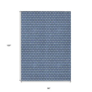 HomeRoots 5' Durable Blue Floral Area Rug - Machine Washable for Indoor & Outdoor Use, Perfect for Any Space 8' X 10' 610645