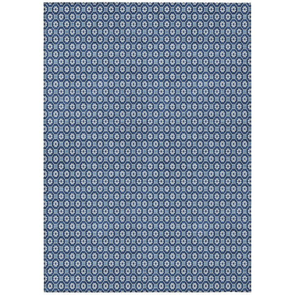 HomeRoots 5' Durable Blue Floral Area Rug - Machine Washable for Indoor & Outdoor Use, Perfect for Any Space 8' X 10' 610645
