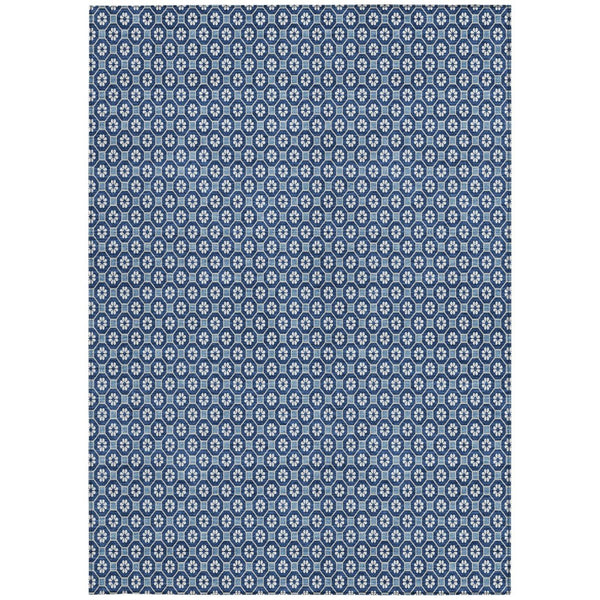 HomeRoots 5' Durable Blue Floral Area Rug - Machine Washable for Indoor & Outdoor Use, Perfect for Any Space 8' X 10' 610645