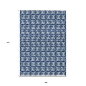 HomeRoots 5' Durable Blue Floral Area Rug - Machine Washable for Indoor & Outdoor Use, Perfect for Any Space 9' X 12' 610646