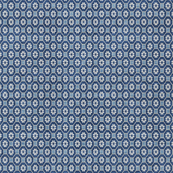 HomeRoots 5' Durable Blue Floral Area Rug - Machine Washable for Indoor & Outdoor Use, Perfect for Any Space 9' X 12' 610646