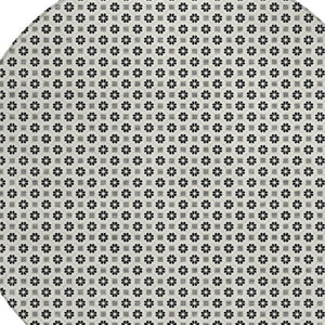 HomeRoots 5' Elegant Ivory and Black Floral Washable Area Rug for Indoor and Outdoor Spaces, Durable Design 8' Round 610656