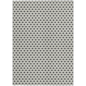 HomeRoots 5' Elegant Ivory and Black Floral Washable Area Rug for Indoor and Outdoor Spaces, Durable Design 8' X 10' 610657