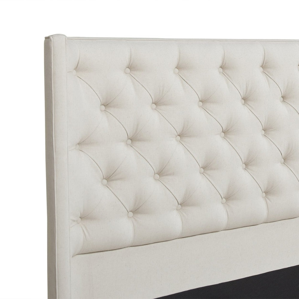 English Elm Manhattan Shelter Wingback Platform Bed Tufted Linen Upholstered King Bedroom Frame B2719P238237
