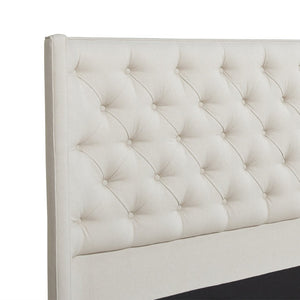 English Elm Manhattan Shelter Wingback Platform Bed Tufted Linen Upholstered King Bedroom Frame B2719P238237