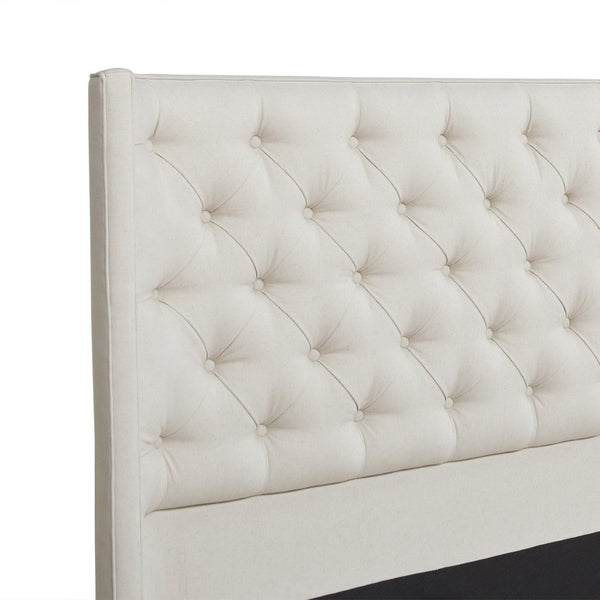 English Elm Manhattan Shelter Wingback Platform Bed Tufted Linen Upholstered King Bedroom Frame B2719P238237