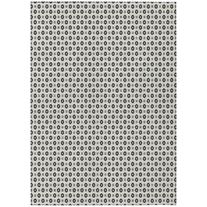 HomeRoots 5' Elegant Ivory and Black Floral Washable Area Rug for Indoor and Outdoor Spaces, Durable Design 10' X 14' 610659