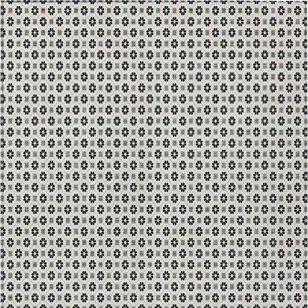 HomeRoots 5' Elegant Ivory and Black Floral Washable Area Rug for Indoor and Outdoor Spaces, Durable Design 10' X 14' 610659