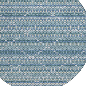HomeRoots 5' Denim Blue and Teal Geometric Indoor Outdoor Area Rug – Stylish, Durable, and Easy to Clean! 8' Round 610686