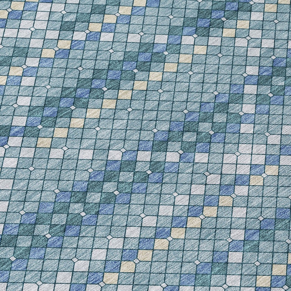 HomeRoots 5' Denim Blue and Teal Geometric Indoor Outdoor Area Rug – Stylish, Durable, and Easy to Clean! 9' X 12' 610688
