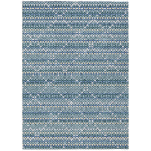 HomeRoots 5' Denim Blue and Teal Geometric Indoor Outdoor Area Rug – Stylish, Durable, and Easy to Clean! 10' X 14' 610689
