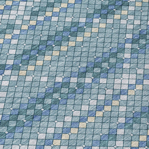 HomeRoots 5' Denim Blue and Teal Geometric Indoor Outdoor Area Rug – Stylish, Durable, and Easy to Clean! 10' X 14' 610689