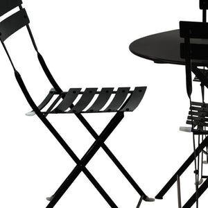 HomeRoots Five-Piece Black Metal Dining Set: Stylish Round Table & Four Chairs for Modern Outdoor Spaces 610693