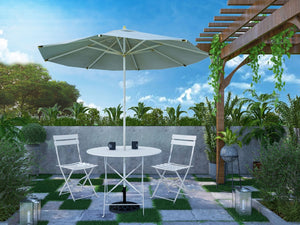 HomeRoots Five Piece White Round Metal Dining Set – Elegant Bistro Table & Chairs for Outdoor Spaces 610695