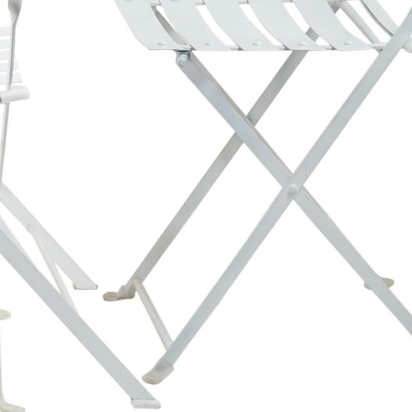 HomeRoots Five Piece White Round Metal Dining Set – Elegant Bistro Table & Chairs for Outdoor Spaces 610695