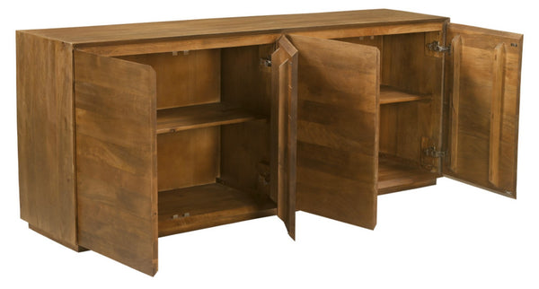 HomeRoots 80" Tan Distressed Solid Wood Sideboard - Elegant Storage Solution with Rustic Charm for Any Room 610697