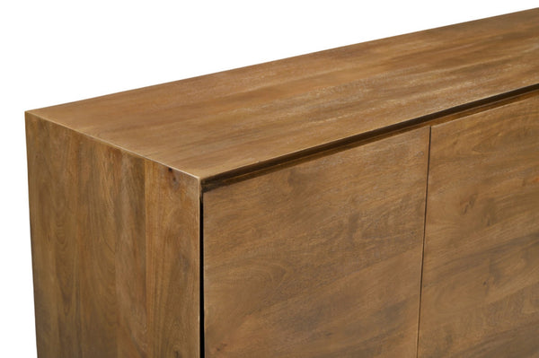 HomeRoots 80" Tan Distressed Solid Wood Sideboard - Elegant Storage Solution with Rustic Charm for Any Room 610697