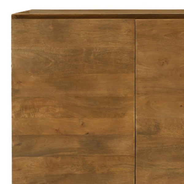 HomeRoots 80" Tan Distressed Solid Wood Sideboard - Elegant Storage Solution with Rustic Charm for Any Room 610697