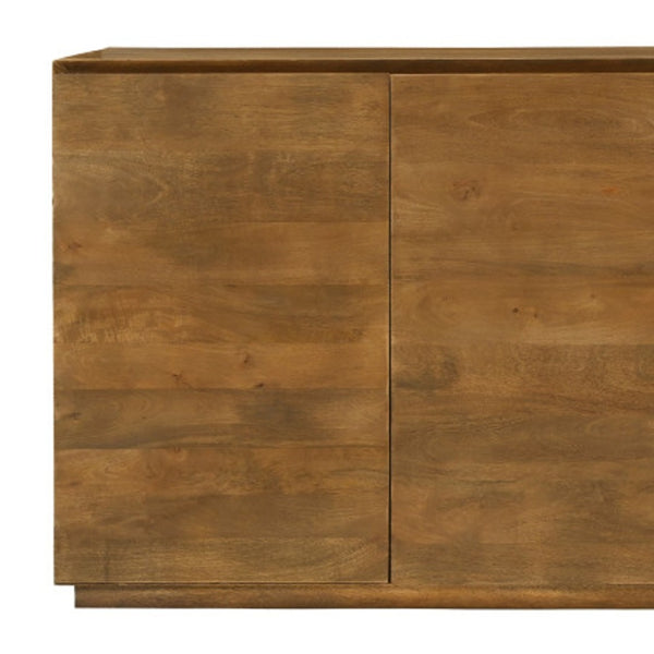 HomeRoots 80" Tan Distressed Solid Wood Sideboard - Elegant Storage Solution with Rustic Charm for Any Room 610697