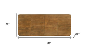 HomeRoots 80" Tan Distressed Solid Wood Sideboard - Elegant Storage Solution with Rustic Charm for Any Room 610697
