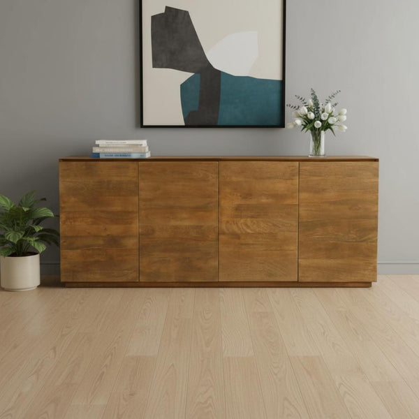 HomeRoots 80" Tan Distressed Solid Wood Sideboard - Elegant Storage Solution with Rustic Charm for Any Room 610697