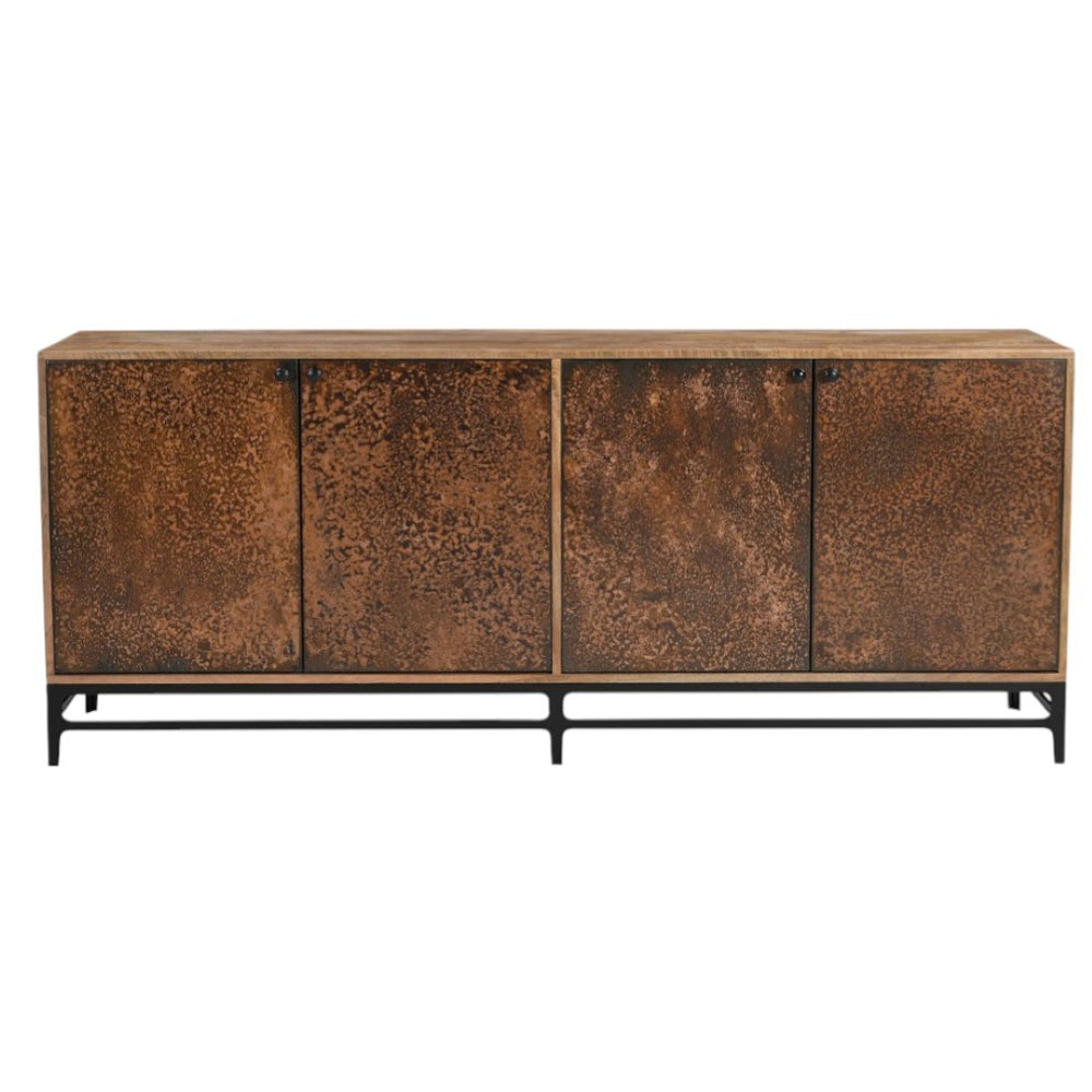 HomeRoots 72" Copper Distressed Solid Wood Sideboard – Rustic Charm Meets Modern Storage Solution for Any Room 610698